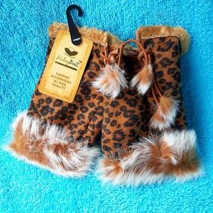Leopard Dark-Brown Fingerless Gloves
